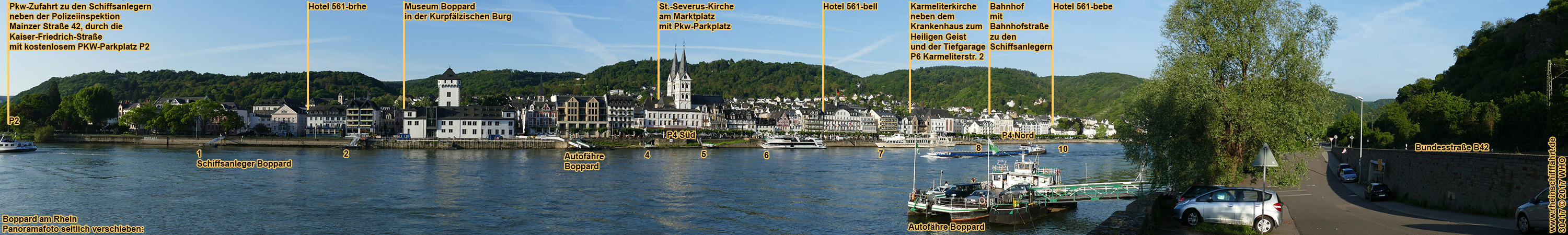 Urlaub �ber Pfingsten am Mittelrhein, Pfingsturlaub direkt am Rheinufer in Boppard am Rhein im Tal der Loreley