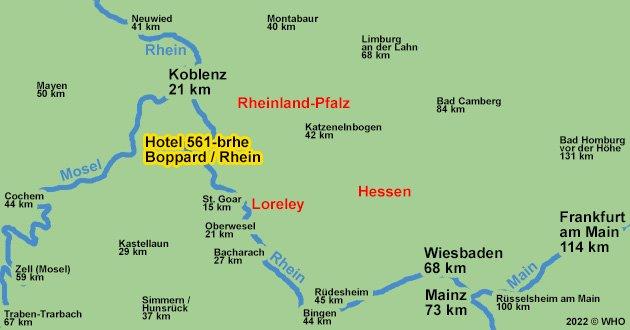 Urlaub �ber Pfingsten am Mittelrhein, Pfingsturlaub direkt am Rheinufer in Boppard am Rhein im Tal der Loreley